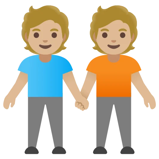 The people holding hands: medium-light skin tone, medium-light skin tone emoji.