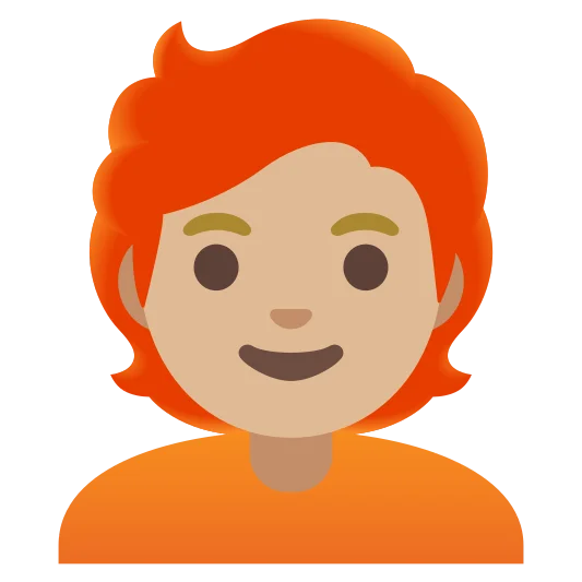 The person: red hair: medium-light skin tone emoji.