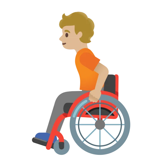 The person in manual wheelchair: medium-light skin tone emoji.