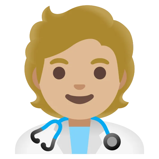 The health worker: medium-light skin tone emoji.