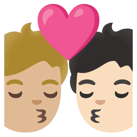 The kiss: person, person, medium-light skin tone, light skin tone emoji.
