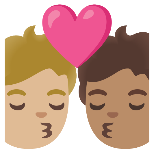 The kiss: person, person, medium-light skin tone, medium skin tone emoji.
