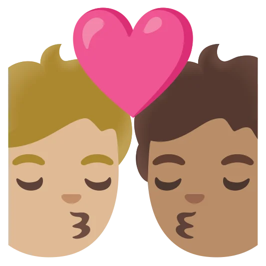 The kiss: person, person, medium-light skin tone, medium skin tone emoji.