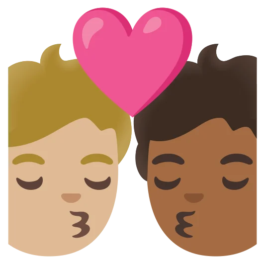 The kiss: person, person, medium-light skin tone, medium-dark skin tone emoji.