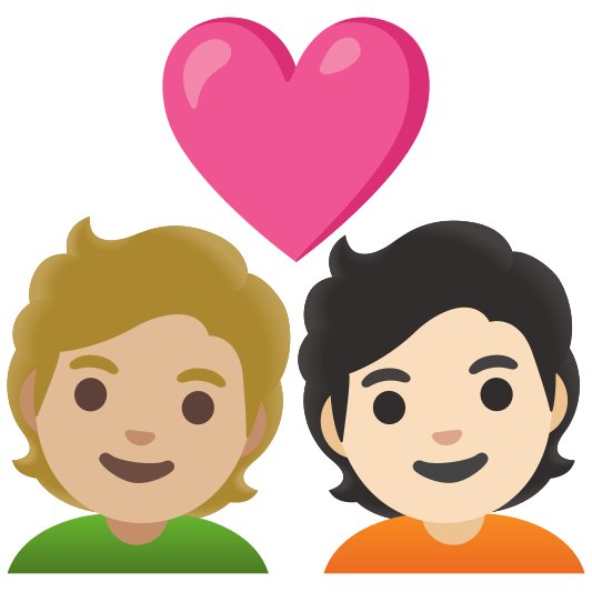 The couple with heart: person, person, medium-light skin tone, light skin tone emoji.
