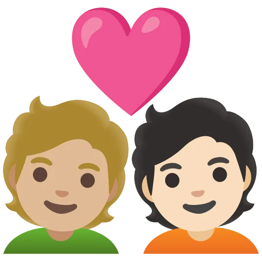 The couple with heart: person, person, medium-light skin tone, light skin tone emoji.