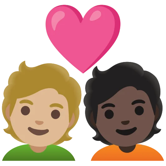 The couple with heart: person, person, medium-light skin tone, dark skin tone emoji.