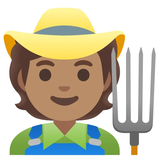 The farmer: medium skin tone emoji.