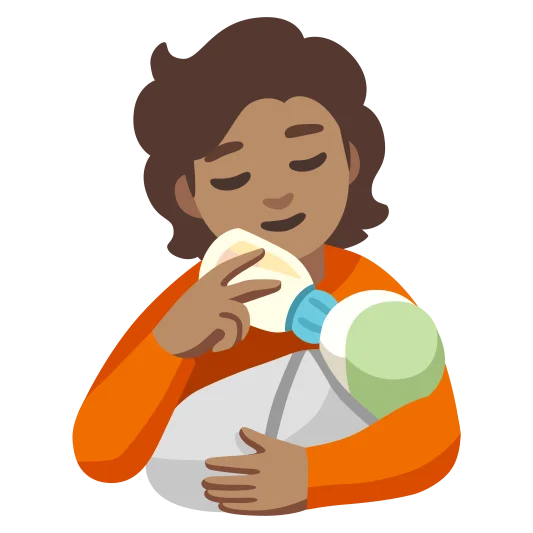 The person feeding baby: medium skin tone emoji.