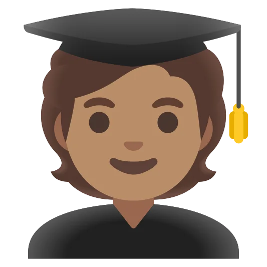 The student: medium skin tone emoji.
