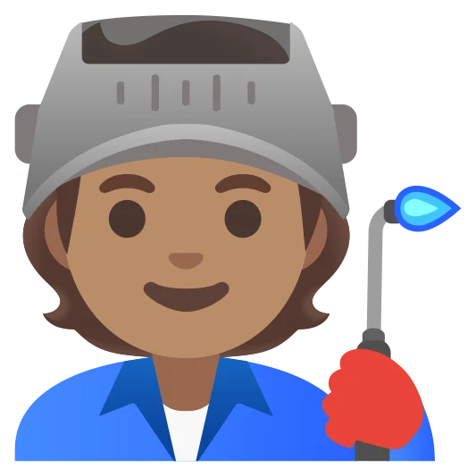 The factory worker: medium skin tone emoji.