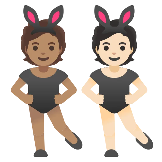 The people with bunny ears: medium skin tone, light skin tone emoji.