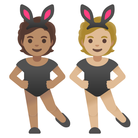 The people with bunny ears: medium skin tone, medium-light skin tone emoji.