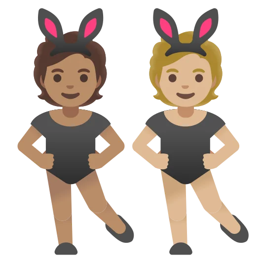 The people with bunny ears: medium skin tone, medium-light skin tone emoji.