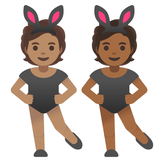 The people with bunny ears: medium skin tone, medium-dark skin tone emoji.