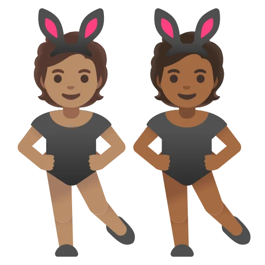 The people with bunny ears: medium skin tone, medium-dark skin tone emoji.