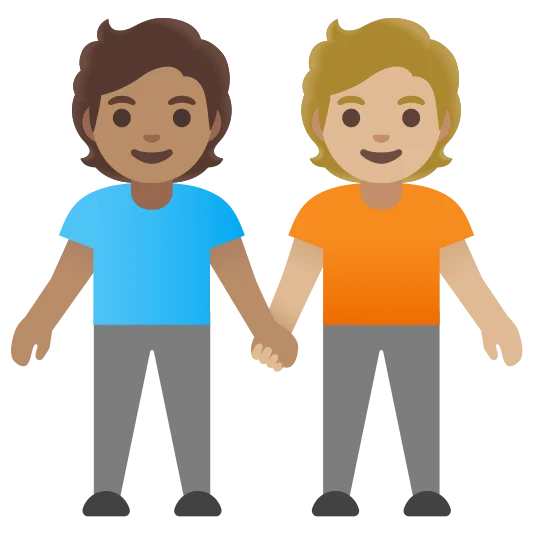 The people holding hands: medium skin tone, medium-light skin tone emoji.
