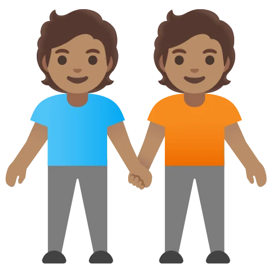 The people holding hands: medium skin tone, medium skin tone emoji.