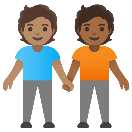 The people holding hands: medium skin tone, medium-dark skin tone emoji.