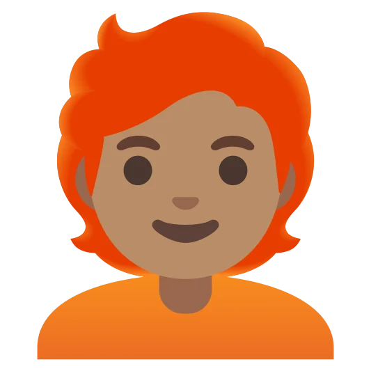 The person: red hair: medium skin tone emoji.