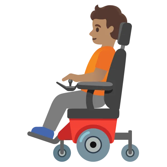 The person in motorized wheelchair: medium skin tone emoji.