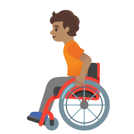 The person in manual wheelchair: medium skin tone emoji.