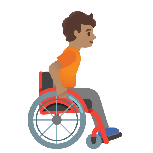 The person in manual wheelchair facing right: medium skin tone emoji.