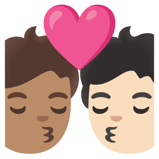 The kiss: person, person, medium skin tone, light skin tone emoji.