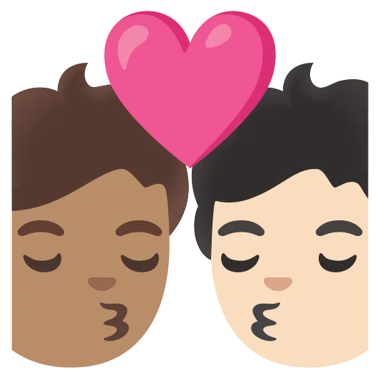 The kiss: person, person, medium skin tone, light skin tone emoji.