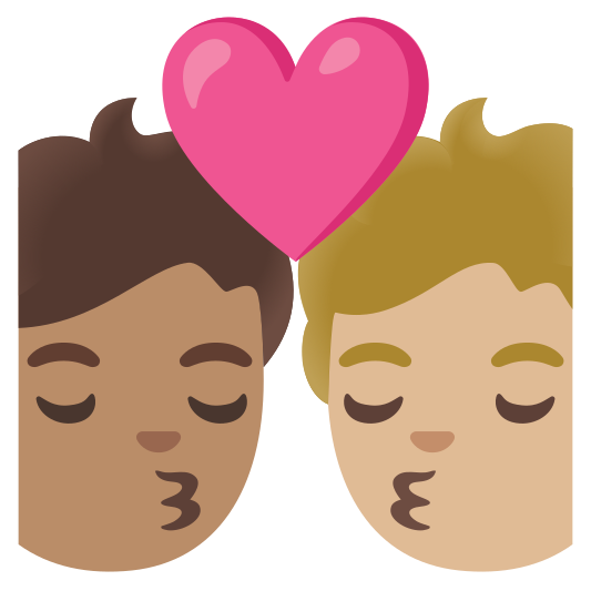 The kiss: person, person, medium skin tone, medium-light skin tone emoji.