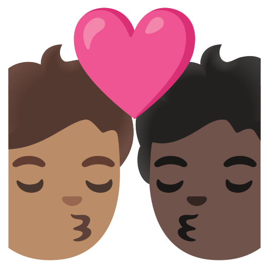 The kiss: person, person, medium skin tone, dark skin tone emoji.