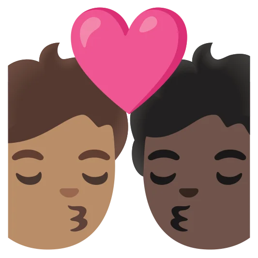 The kiss: person, person, medium skin tone, dark skin tone emoji.