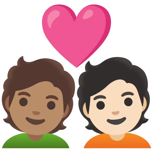 The couple with heart: person, person, medium skin tone, light skin tone emoji.