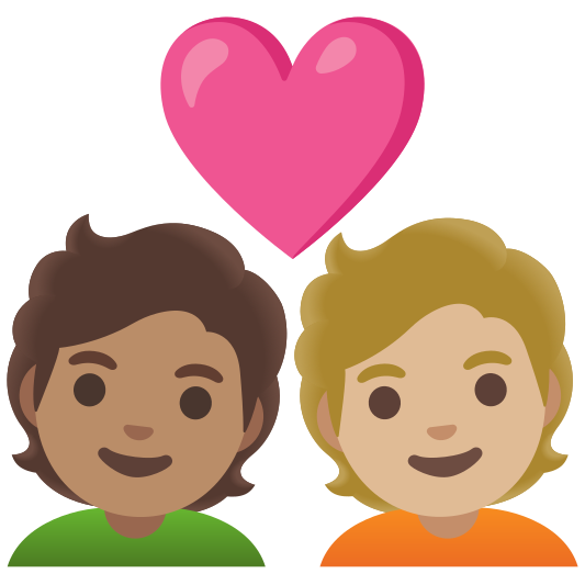 The couple with heart: person, person, medium skin tone, medium-light skin tone emoji.