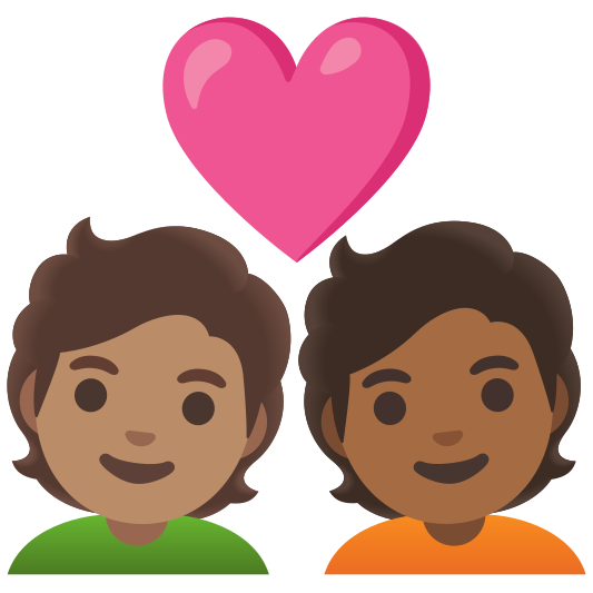 The couple with heart: person, person, medium skin tone, medium-dark skin tone emoji.