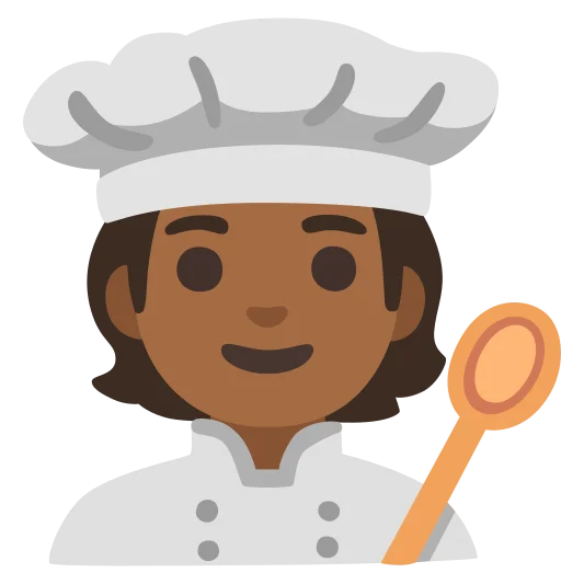 The cook: medium-dark skin tone emoji.