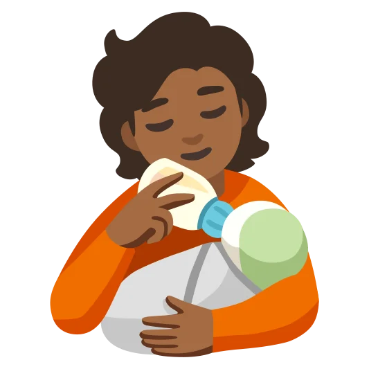 The person feeding baby: medium-dark skin tone emoji.