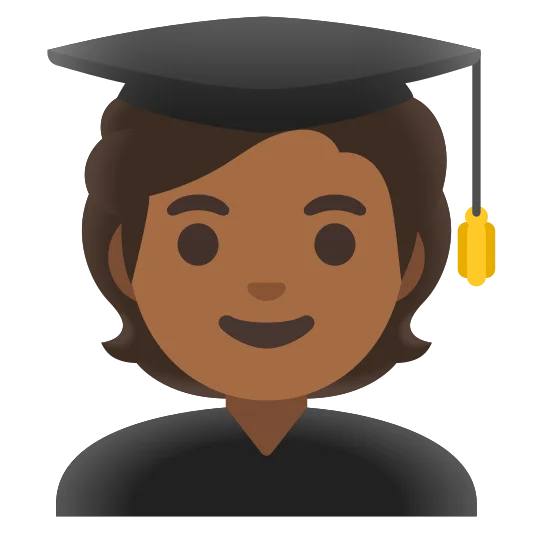The student: medium-dark skin tone emoji.