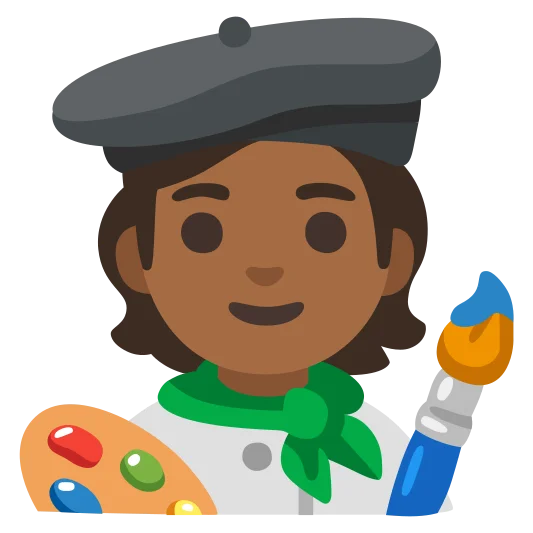 The artist: medium-dark skin tone emoji.