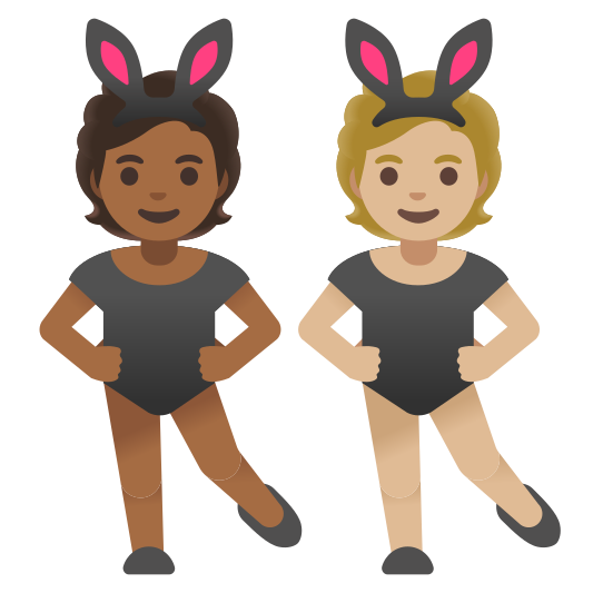 The people with bunny ears: medium-dark skin tone, medium-light skin tone emoji.