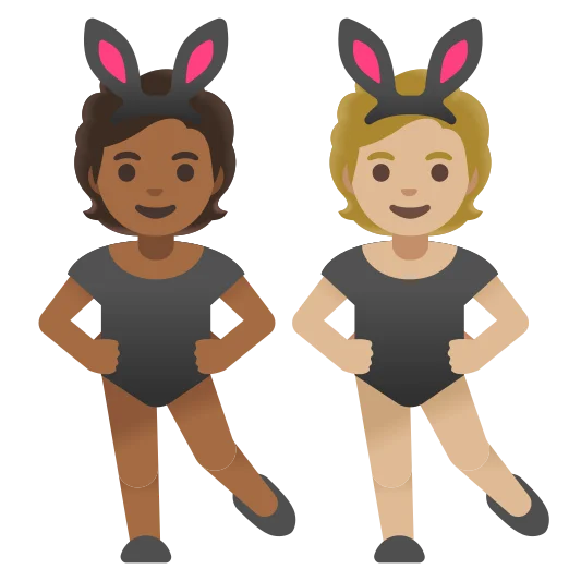 The people with bunny ears: medium-dark skin tone, medium-light skin tone emoji.