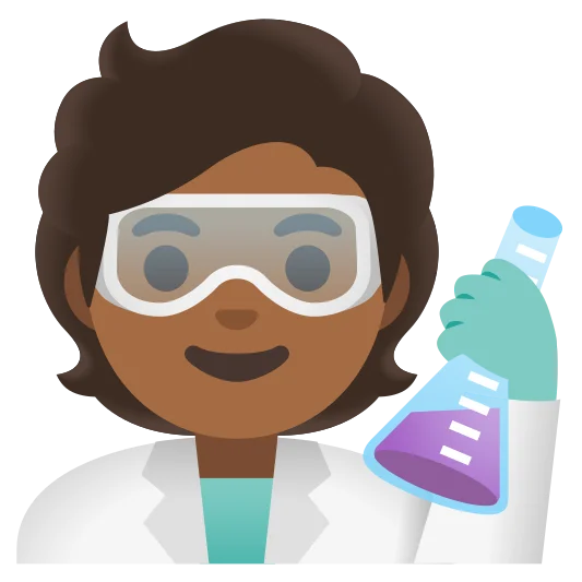 The scientist: medium-dark skin tone emoji.