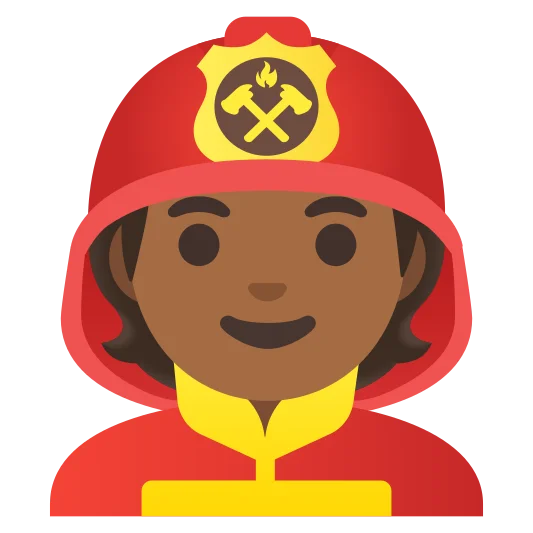 The firefighter: medium-dark skin tone emoji.