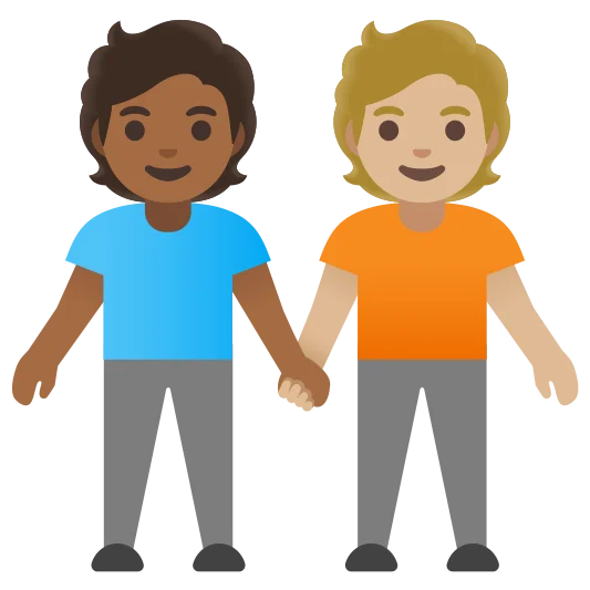 The people holding hands: medium-dark skin tone, medium-light skin tone emoji.