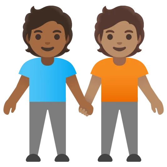 The people holding hands: medium-dark skin tone, medium skin tone emoji.