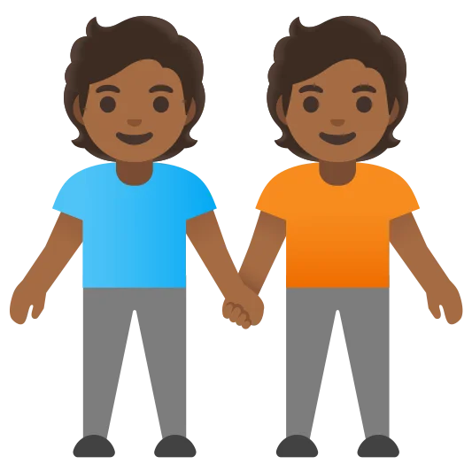 The people holding hands: medium-dark skin tone, medium-dark skin tone emoji.