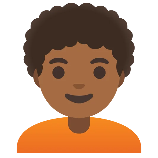 The person: curly hair: medium-dark skin tone emoji.