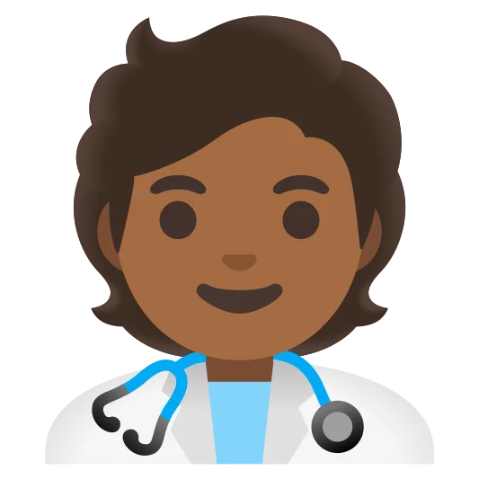 The health worker: medium-dark skin tone emoji.