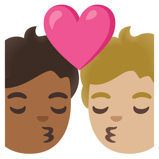 The kiss: person, person, medium-dark skin tone, medium-light skin tone emoji.