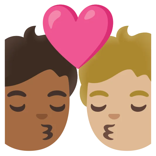 The kiss: person, person, medium-dark skin tone, medium-light skin tone emoji.